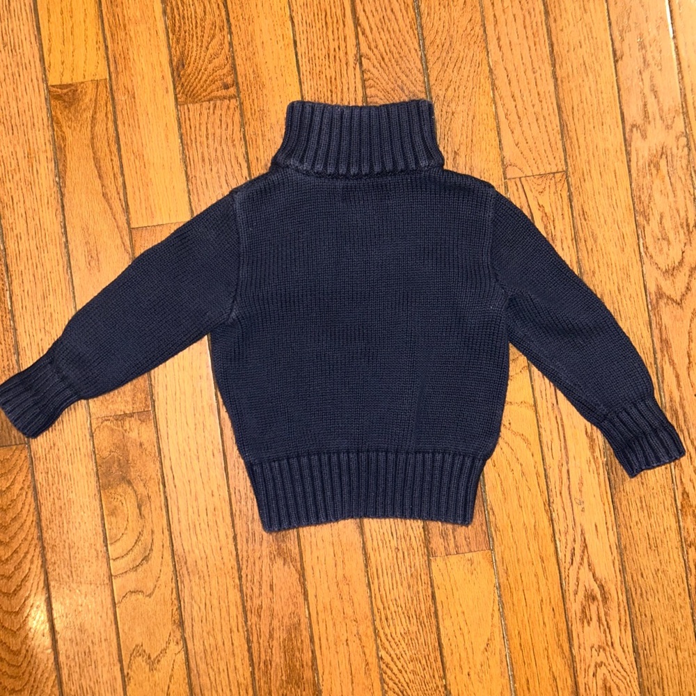 Dark Blue Half Zip Up Sweatshirt, Kids 24M - Picture 2 of 3